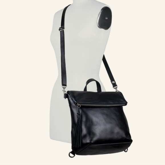 Patricia Nash Navy Croc Leather Luzille Backpack Crossbody Bag Studded Purse - Picture 8 of 9